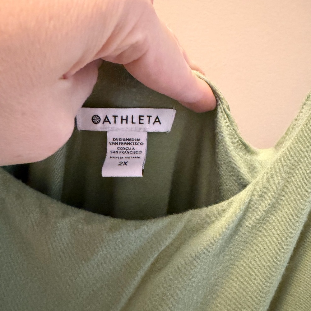 Athleta Santorini Midi Dress Eucalyptus Olive Green Size 2X smoke pet free home - Picture 5 of 8